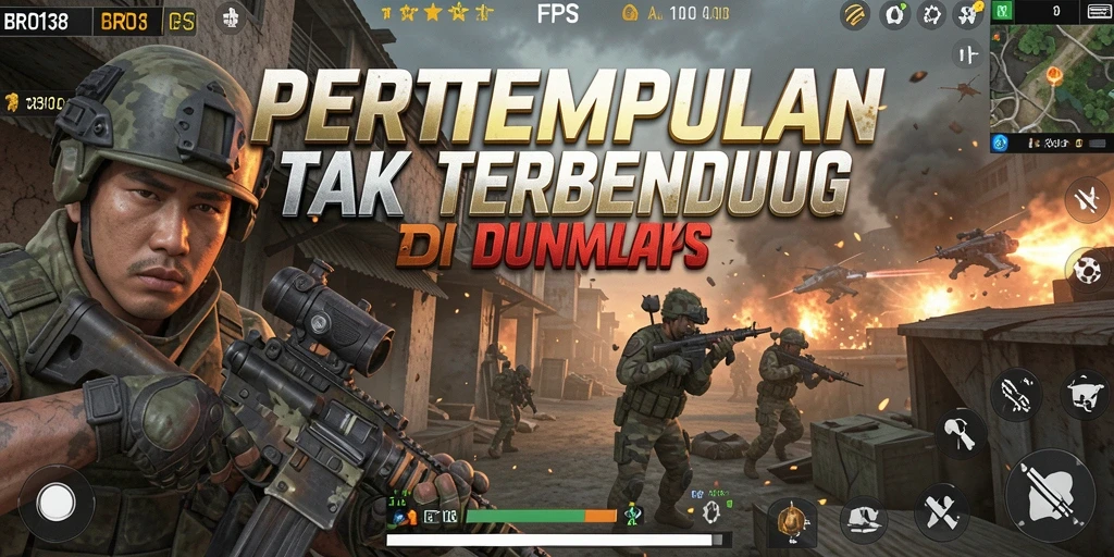 Screenshot BRO138 menunjukkan aksi tembak-menembak yang intens dalam mode FPS.