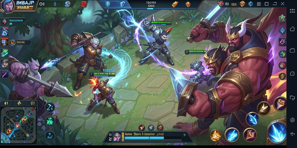 Tampilan gameplay seru dari IMBAJP yang menggambarkan pertarungan intens.