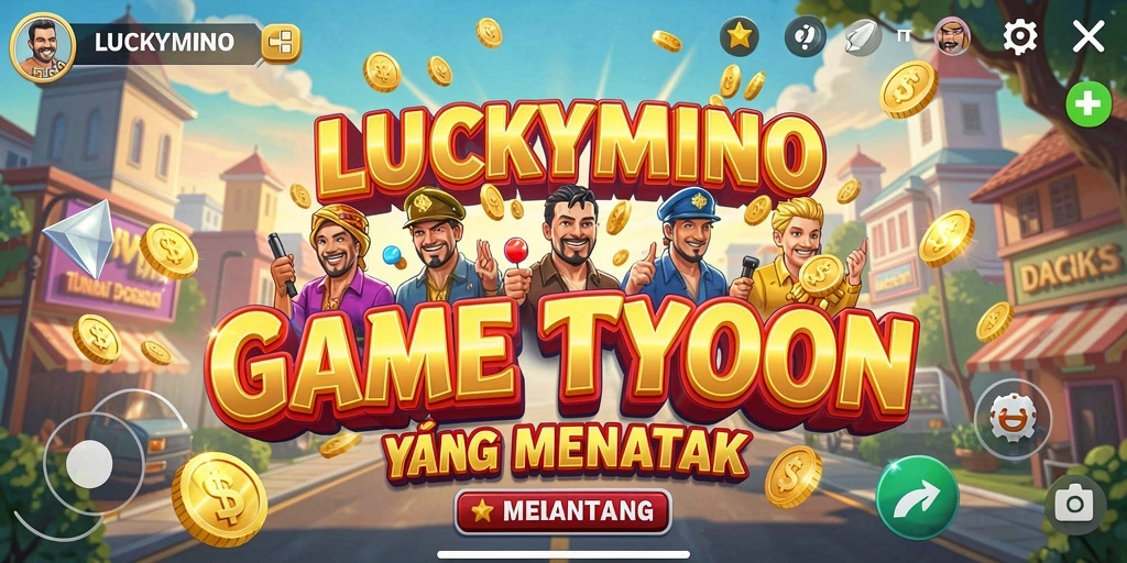 Gameplay LUCKYMINO yang intens dan mengasyikkan dalam simulasi bisnis.