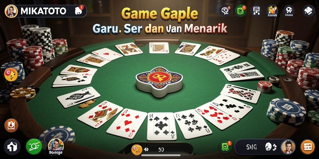 Tangkapan layar gameplay Gaple di MIKATOTO dengan antarmuka menarik.