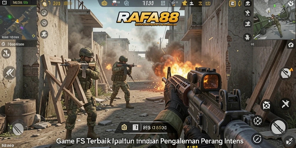 Tampilan epic dari aksi gameplay intens RAFA88 dalam mode FPS.