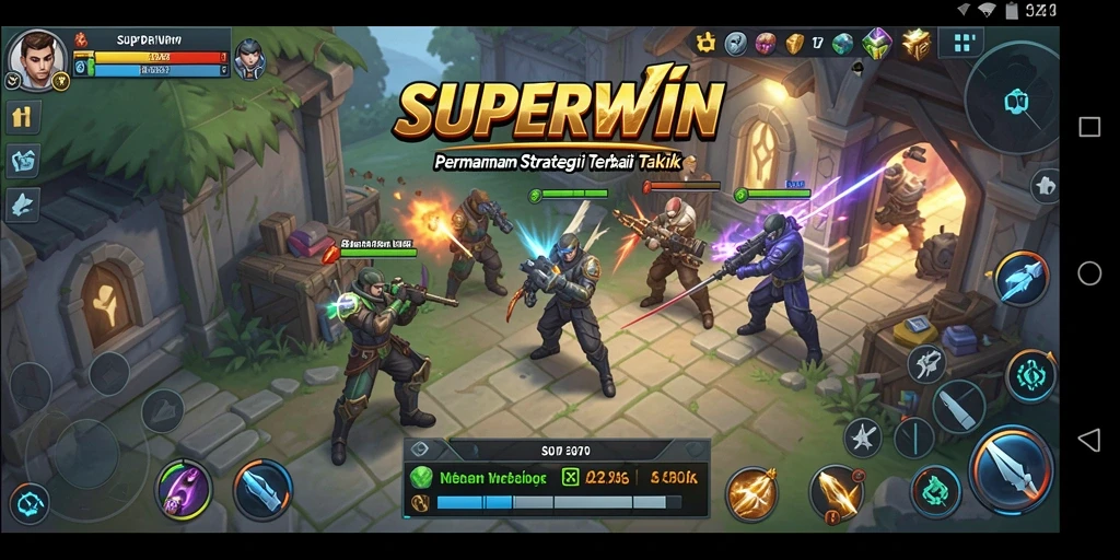 Tampilan gameplay SUPERWIN dengan strategi mendebarkan yang sedang berlangsung.