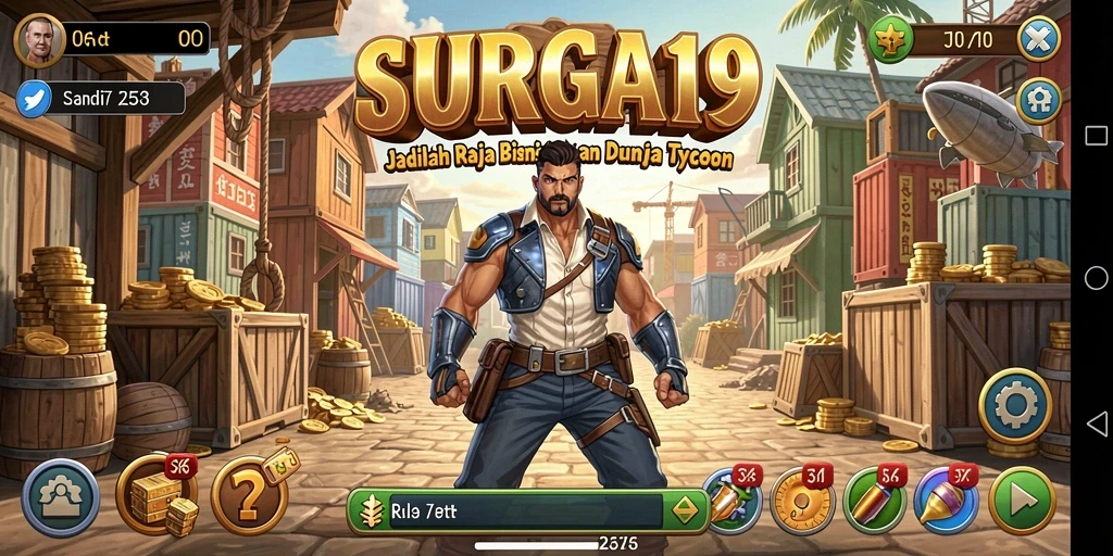 Screenshot gameplay SURGA19 yang menampilkan strategi bisnis yang mendebarkan.