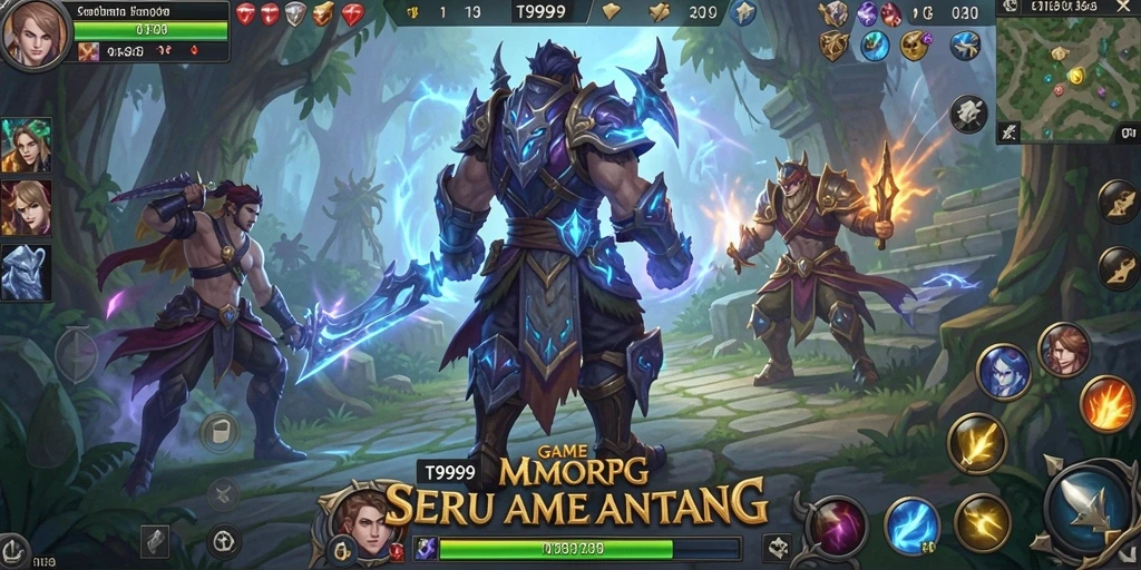 Tampilan screenshot utama T9999 menampilkan aksi seru dalam permainan MMORPG.