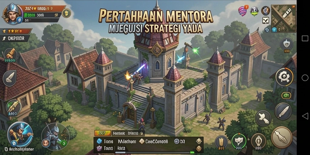 Tampilan gameplay ZK7 dengan berbagai menara dan musuh yang menantang.